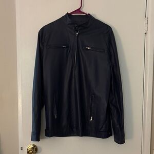 Men's Faux Blue Leather Jacket